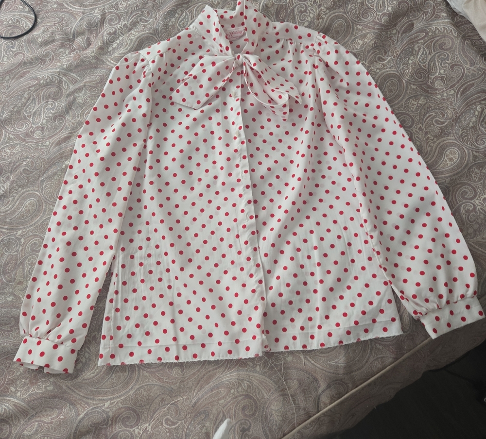 White Blouse with Red Polka Dots